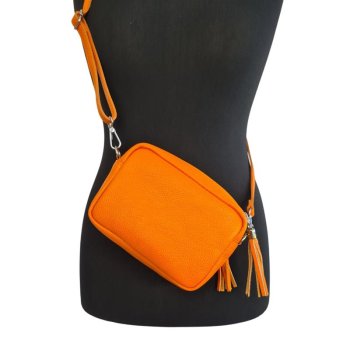 Echt-Leder Handtasche - Kleinformat - Orange