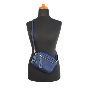 Echt-Leder Handtasche - Kleinformat - Blau