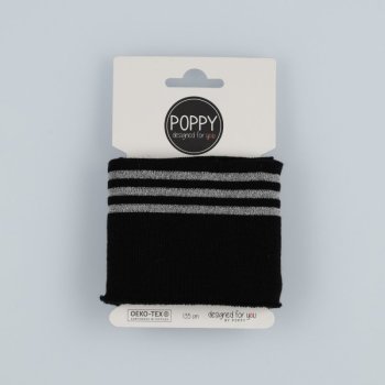 Cuffs Poppy - mit Lurex Streifen - schwarz / silber