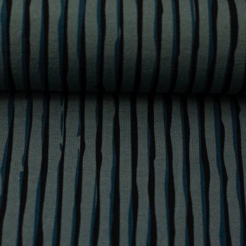 French Terry - Thorsten Berger - Woodland - Wood Print Stripes - Dusty-Mint/Schwarz