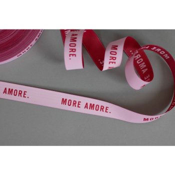 #mehrEtikette -Webband - More Amore. - rosa/rot