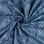 Baumwoll-Webware - Digital Blumen-/Bl&auml;tterdruck - navy auf dunkles rauchblau