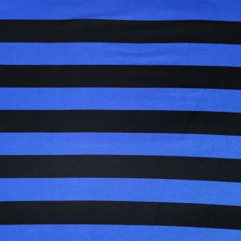 Baumwoll-Sweat - brushed - breite Streifen - cobalt/schwarz (1St&uuml;ck = 2,5m)