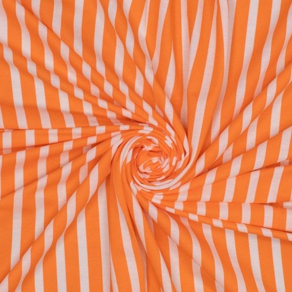 Viskose Webware- Streifen - wei&szlig;/orange