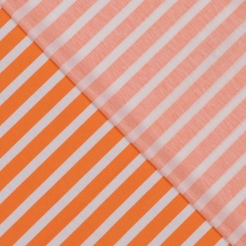 Viskose Webware- Streifen - weiß/orange