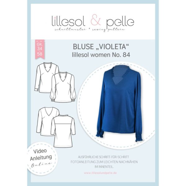 Papierschnittmuster lillesol &amp; pelle woman No.84 Bluse Violeta