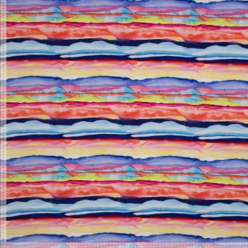 Viskosejersey - Waves - Blau/Rot/Pink