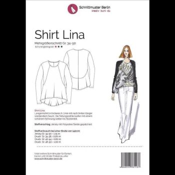 N&auml;h-Paket Shirt &quot;Lina&quot; - Graphische Bl&uuml;ten + dk braun (Gr. 34-50)