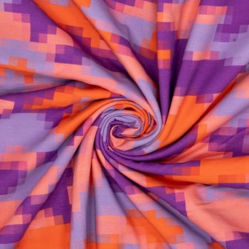 Baumwoll-Sweat - Camouflage/Pixel - orange/flieder/lila