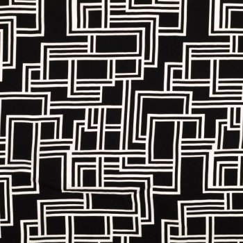 Viskose Webware - Labyrinth - weiß/schwarz
