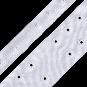 Druckknopfband für Body - Doppelreihig - weiß