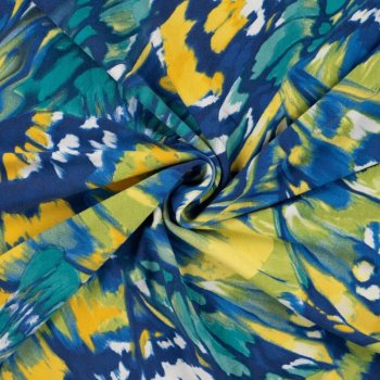 Viskose-Jersey - Butterfly - lime/gelb/blau