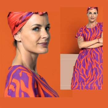 Viskose-Webware - Girlande - orange/violett