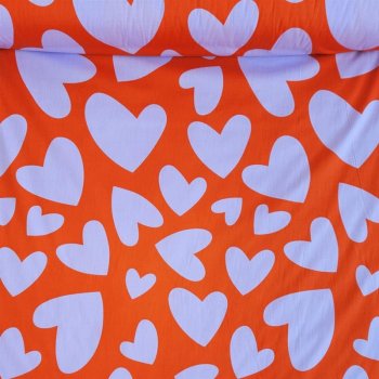 Baumwoll-Webware - big love - fliederlila auf orange