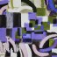 Viskose-Webware - abstract squares - lila/rosa/oliv/wei&szlig;