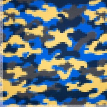 Baumwoll-Sweat - Camouflage/Pixel - goldgelb/royalblau/navy