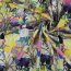 Viskose-Webware - Colorful Art - t&uuml;rkis/gelb/lime/schwarz auf wei&szlig;