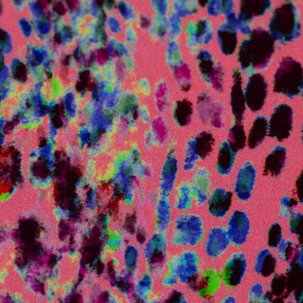 Viskose-Webware - Marseille - Stains - Multicolor auf Pink