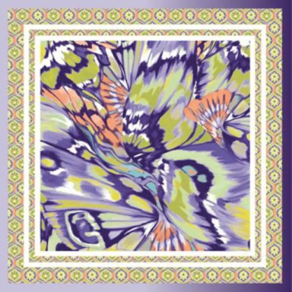 Scarf/Schal- Panel - Voile - Batik/Ornamente - Mint/Lilac