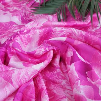 Premium-Viskose-Satin - Big Flowers - pink/weiß...