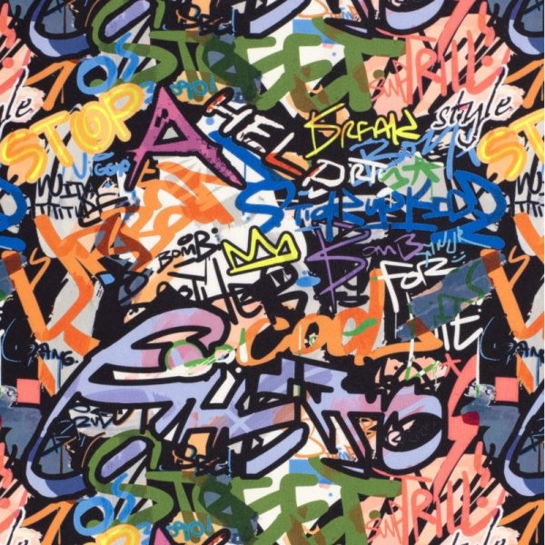 Bi-elastischer Sport Jersey - Stretch Print - Graffiti Multicolor