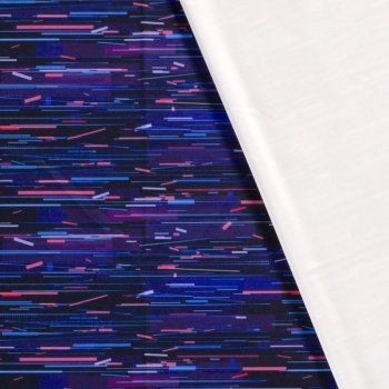 Bi-elastischer Sport Jersey - Stretch Print - Streifen-Print Schwarz/Blau/Pink