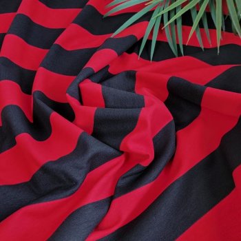 Baumwoll-Sweat - brushed - breite Streifen - rot/schwarz (1St&uuml;ck = 2,5m)