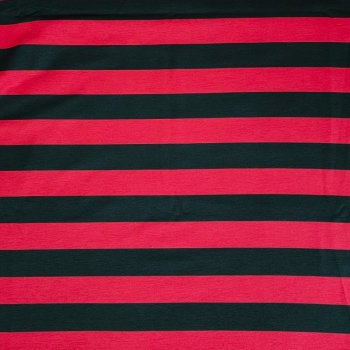 Baumwoll-Sweat - brushed - breite Streifen - rot/schwarz...