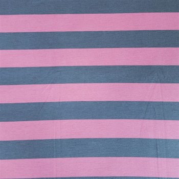Baumwoll-Sweat - brushed - breite Streifen - rosa/grau...