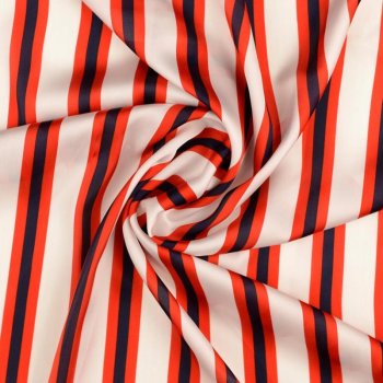 Polyester-Satin-Webware - Stripes - rot/navy/weiß