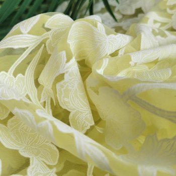 Ausbrenner-Blusenstoff - Blumenmuster in weiß auf...