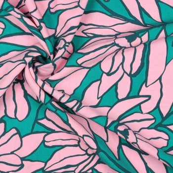 Viskose-Webware - Nerida Hansen - Inked Bouquet - Green/Pink
