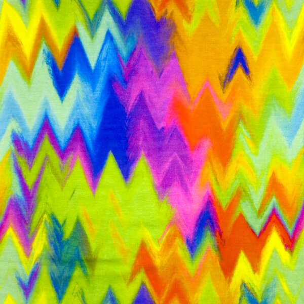 Viskose-Jersey - Zacken - orange/gelb/lime/pink/royalblau