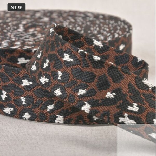 weiches Taschen/Gurtband - Leoprint - schokobraun/schwarz/wei&szlig;