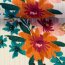 Jersey mit Ajourmuster - Valencia - Blumen-Bouquet - Petrol/Caramel/Rosa auf Ecru