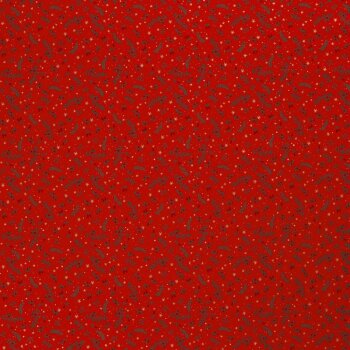 Baumwoll-Webware - Weihnachtsstoff Mistelzweig rot mit...