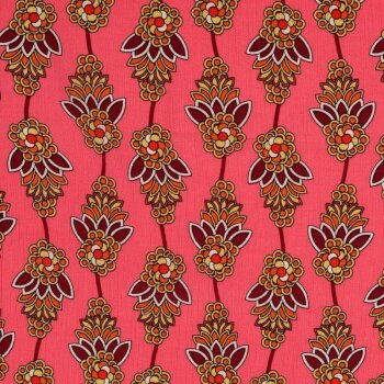 Viskose-Crepe - Bl&uuml;ten/Rispen - orange/beige auf candypink (1 St&uuml;ck = 2,5 Meter)