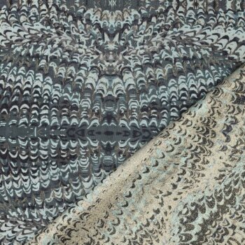 festerer Jacquard f&uuml;r Jacken/R&ouml;cke - Abstrakt mint/dustymint mit goldenen Akzenten