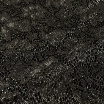 elastische Spitze / Lace - Spitzenstoff - schwarz mit...