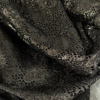 elastische Spitze / Lace - Spitzenstoff - schwarz mit...