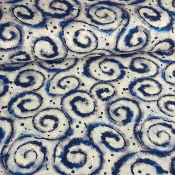 Rayon-Webware - Batikkringel - royalblau/dunkelblau/natur