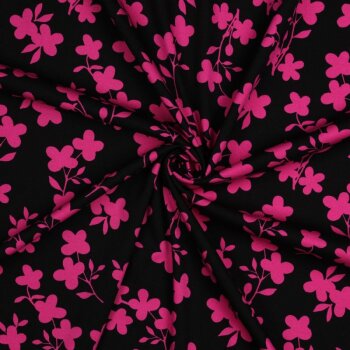 Rest = 1,30 m*  Viskose-Stretch-Webware - Flowers -...