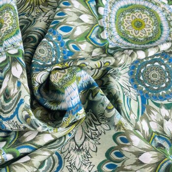 Viskose Webware - Ornamente - mint/blau/weiß  (1...