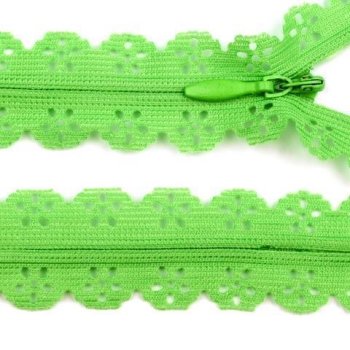 Spitzen-Reißverschluss - 20 cm grasgrün